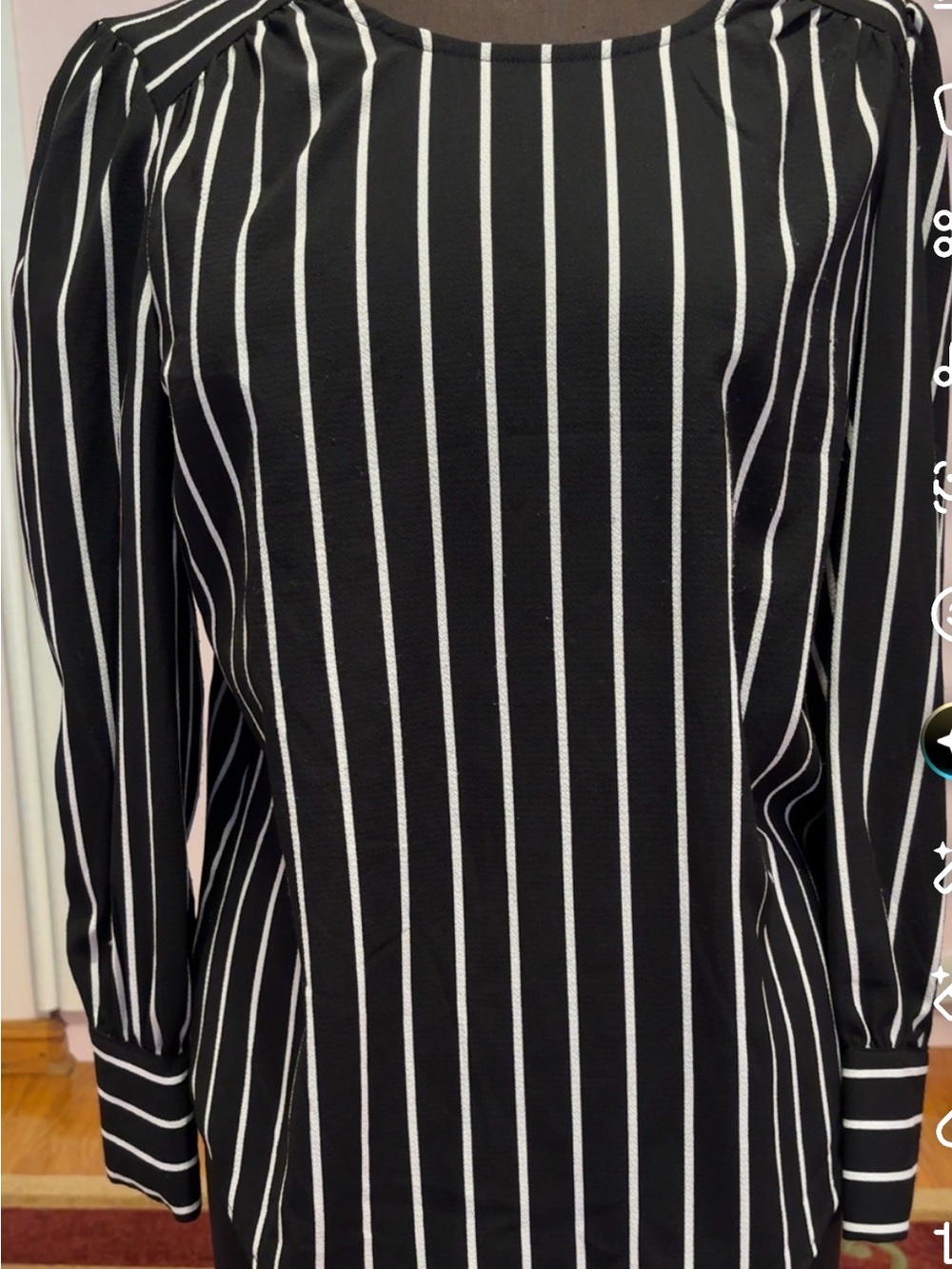Adrianna Papell Black and White Printed Blouse